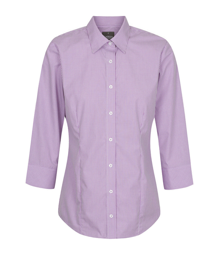 Women's Gingham 3/4 Sleeve Shirt - 1637WZ