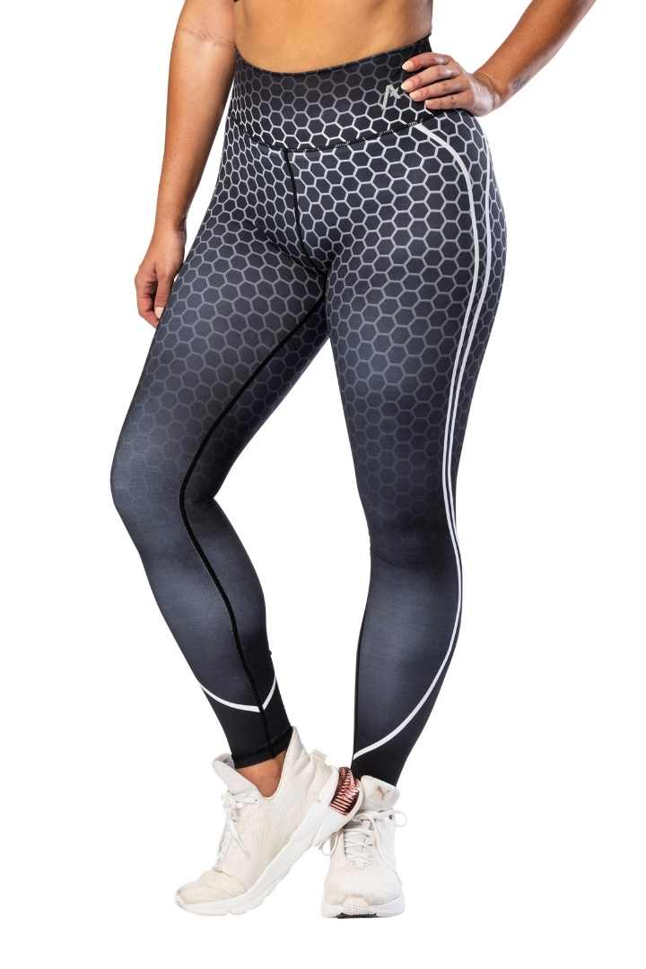 Lunar Womens Leggings Black/White Print ACW010-2