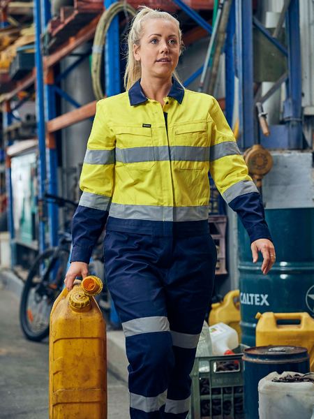 Women's Taped Hi Vis Cotton Drill Coverall - BCL6066T