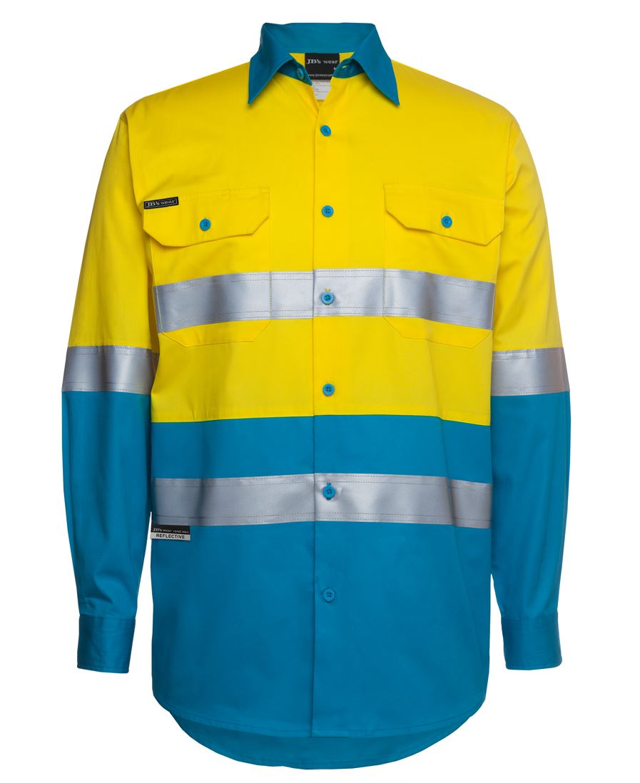 JB's Hi Vis Long Sleeve (D+N) 150g Work Shirt - 6DNWL (5 Colours)