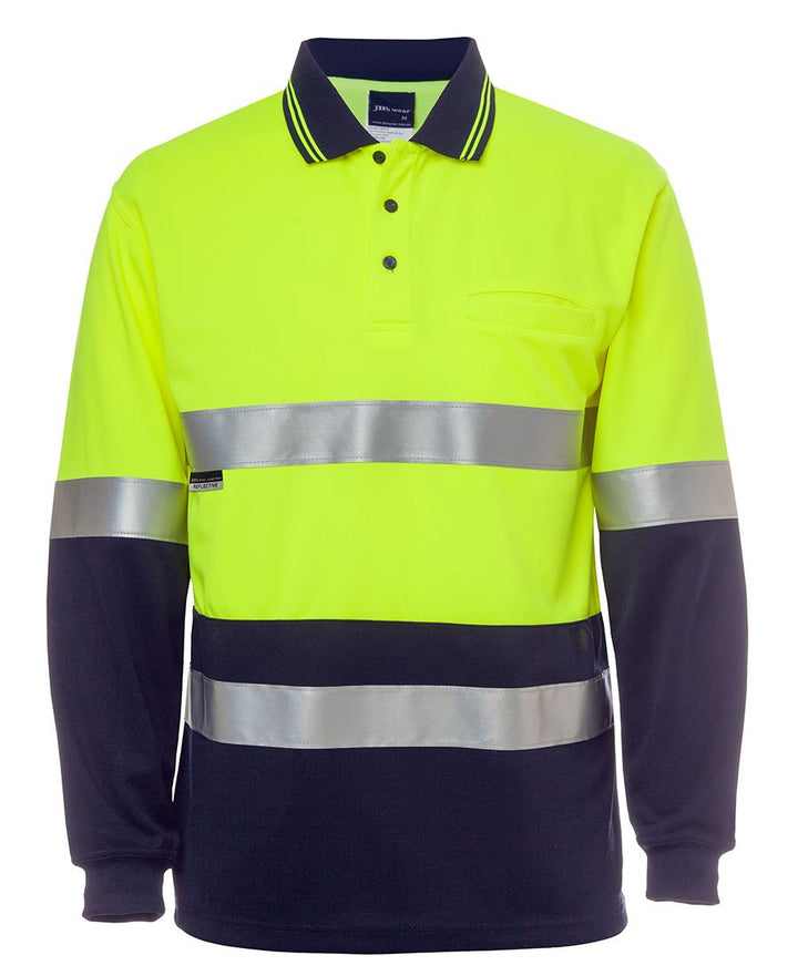 JB's Hi Vis Long Sleeve (D+N) Cotton Back Polo - 6HMCB