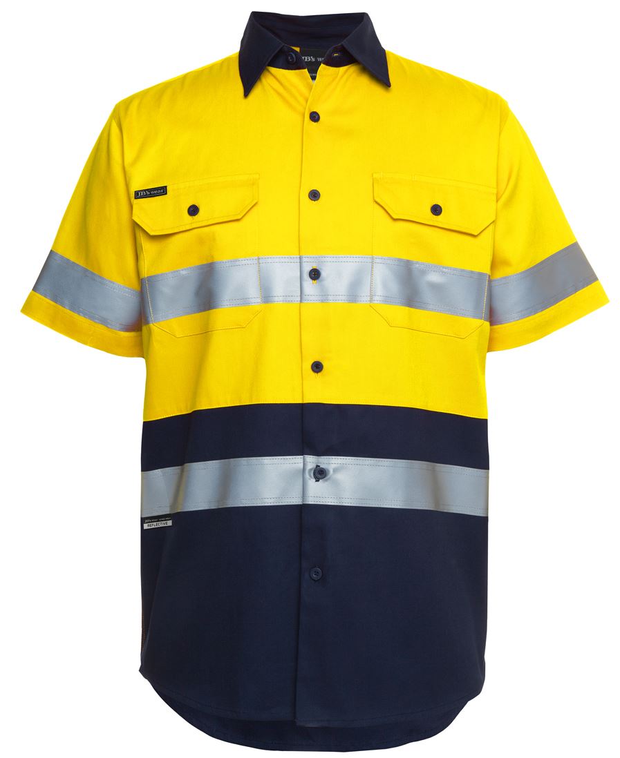 JB's Hi Vis Short Sleeve (D+N) 190g Work Shirt - 6HSS