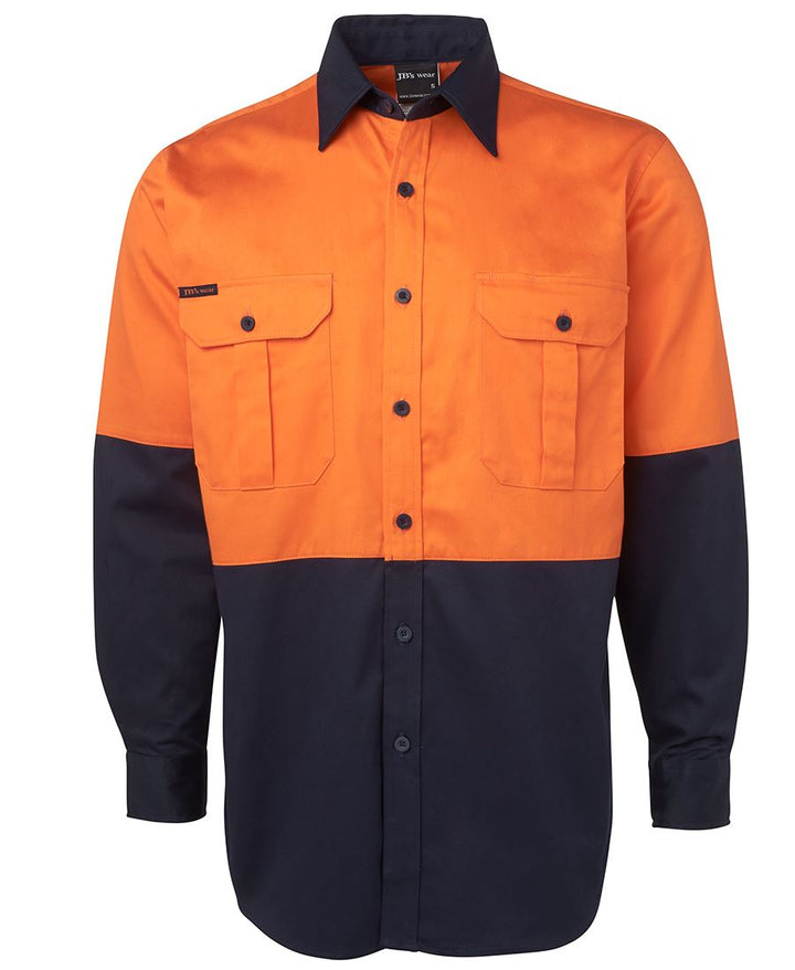 JB's Hi Vis Long Sleeve 190g Work Shirt - 6HWL