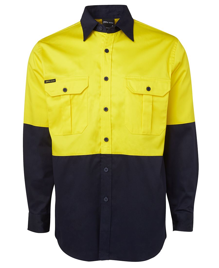 JB's Hi Vis Long Sleeve 190g Work Shirt - 6HWL