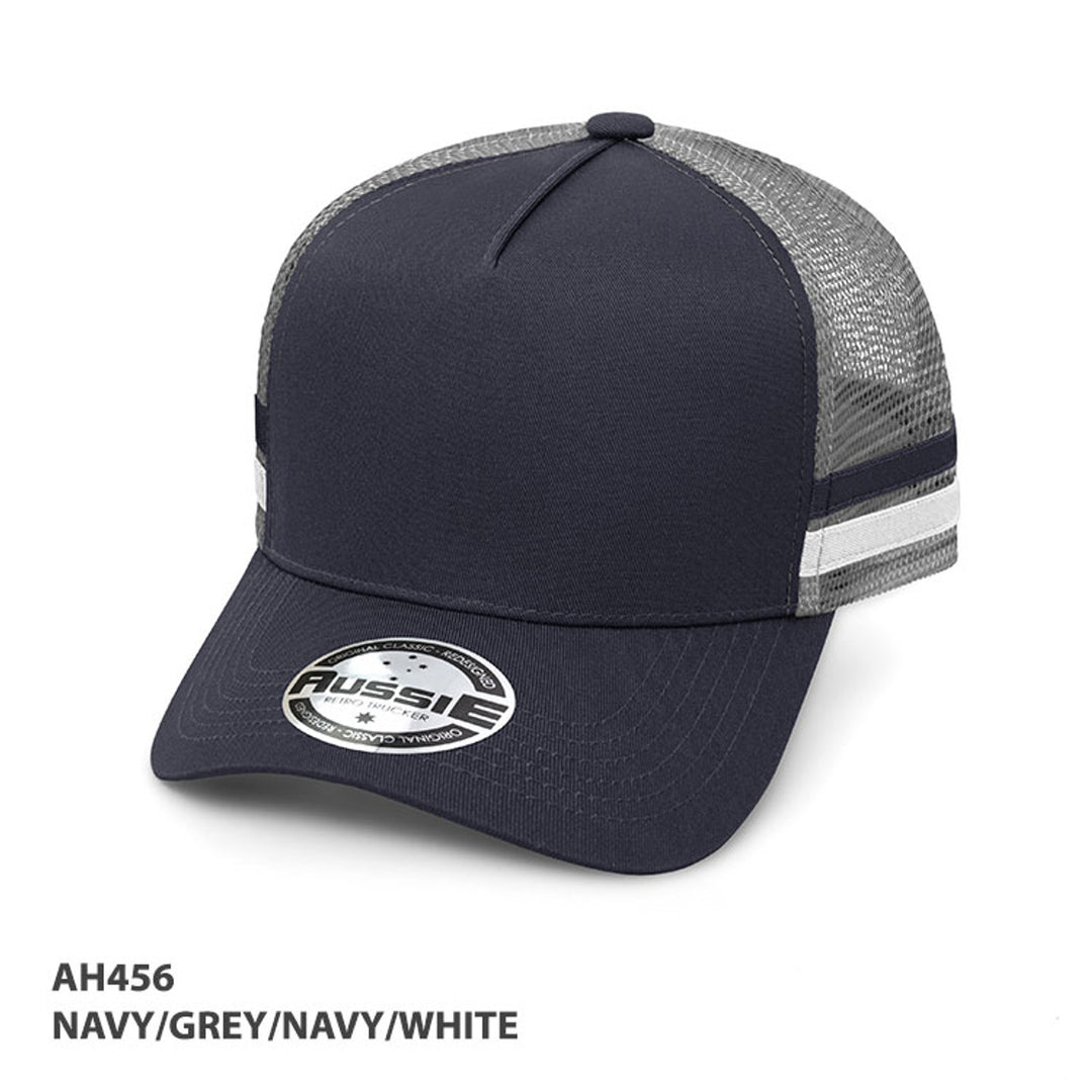 A-Frame Striped Trucker Cap - AH456/HE456