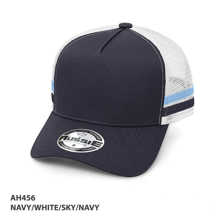 A-Frame Striped Trucker Cap - AH456/HE456