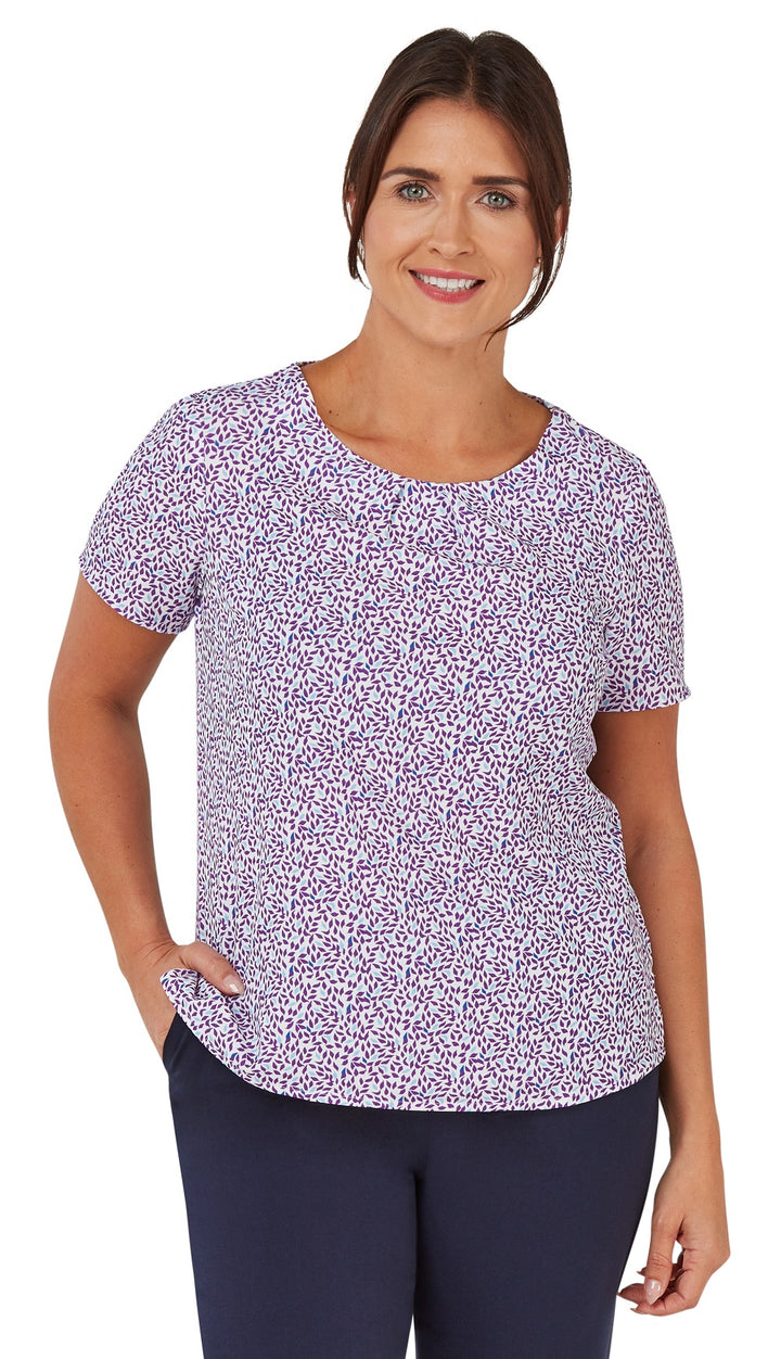 Ava Tuck Neck Printed Shell