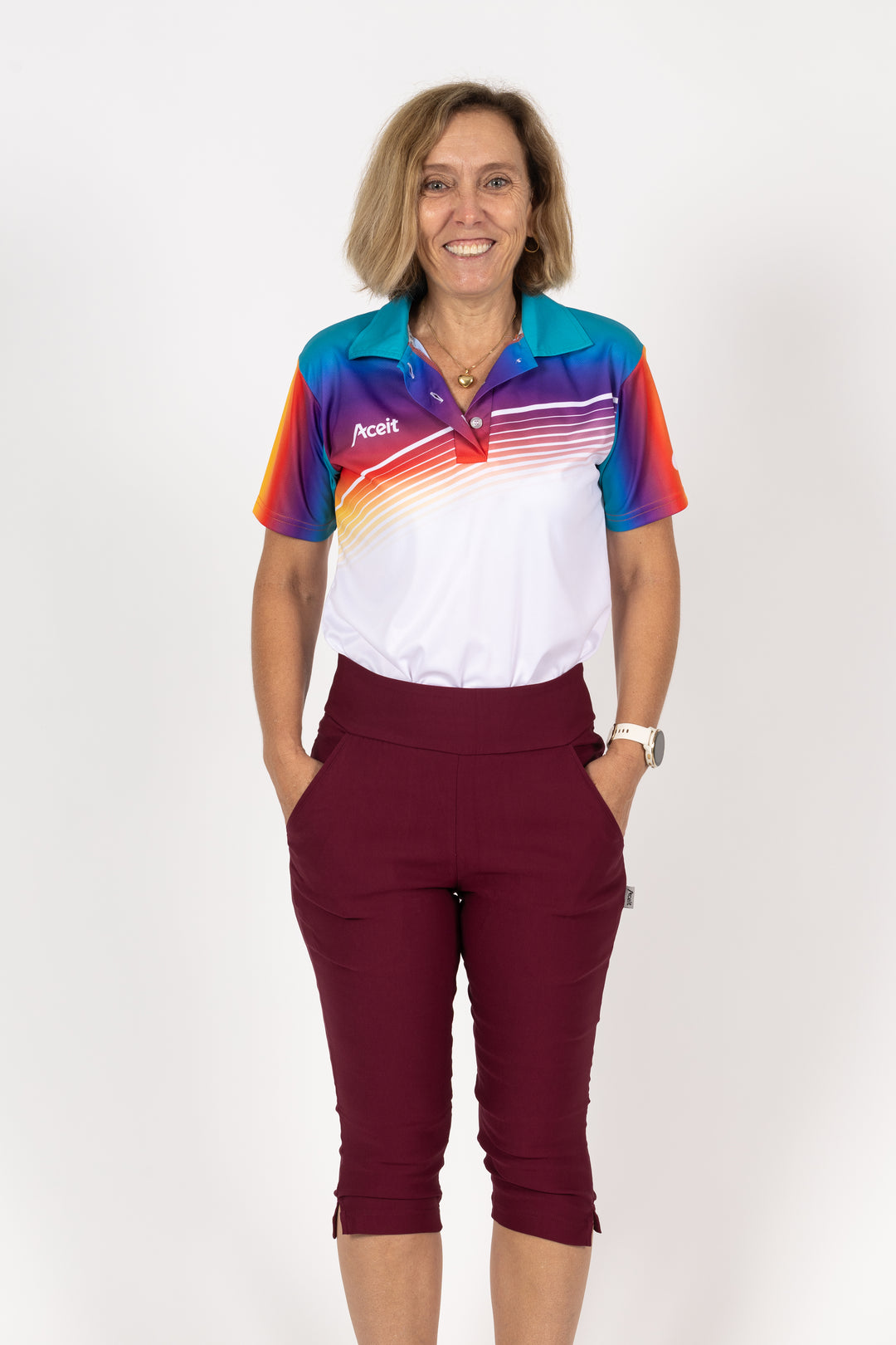 Aceit Ladies Bowls Stretch 3/4 Trouser Pants- LS34200AU | Offical Bowls Australia Licenced