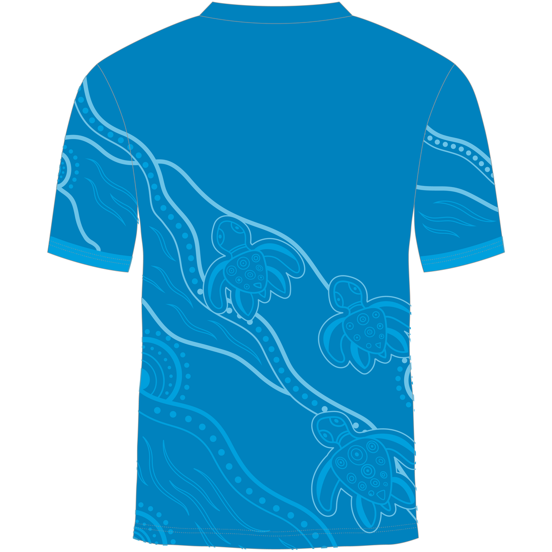 Custom Indigenous Designed Polo Shirt - River Turtle