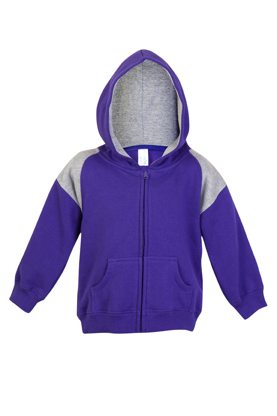 Kids Shoulder Contrast Panel Hoodies with Zipper - F335ZZ