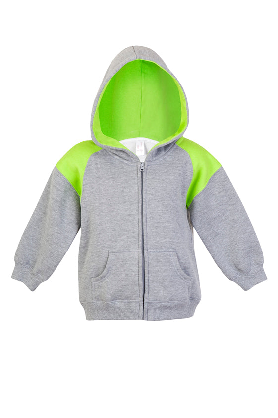 Kids Shoulder Contrast Panel Hoodies with Zipper - F335ZZ