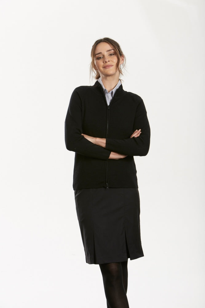 Ladies Long Sleeve Pointelle Cardigan With Two Way - MF8012