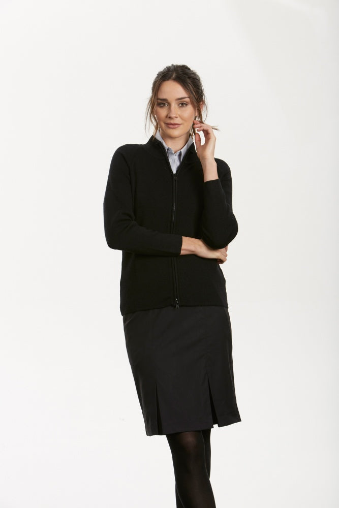 Ladies Long Sleeve Pointelle Cardigan With Two Way - MF8012