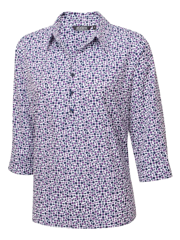 Izzy 3/4 Sleeve with Collar Printed Blouse