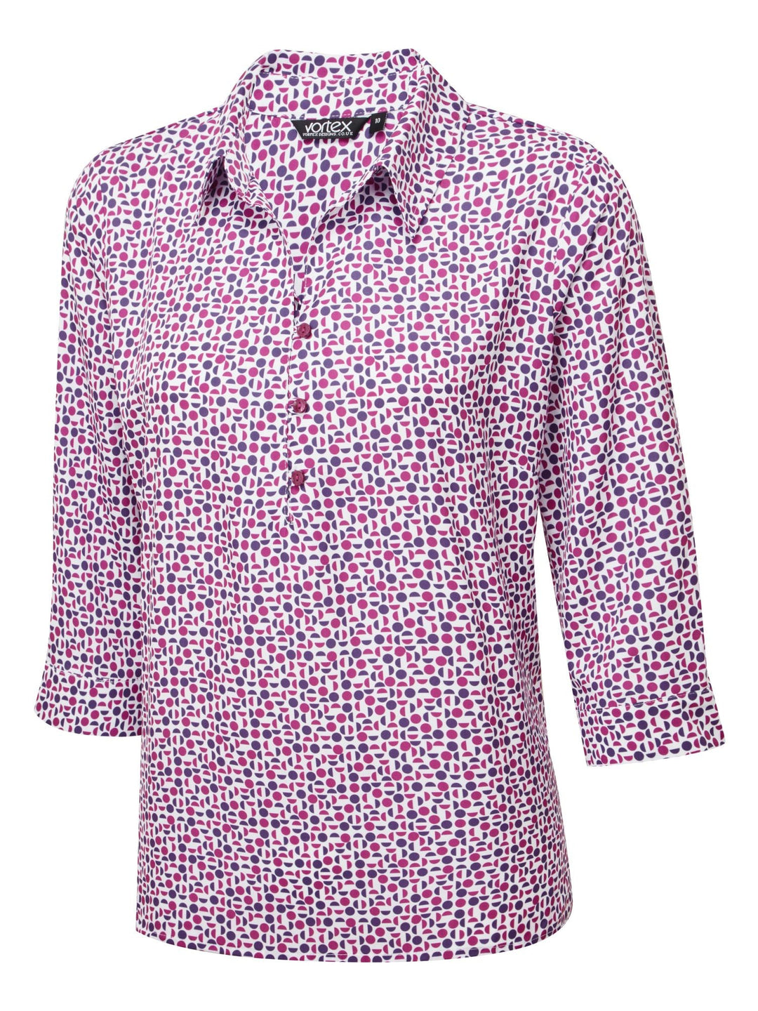 Izzy 3/4 Sleeve with Collar Printed Blouse