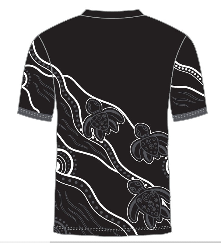 Custom Indigenous Designed Polo Shirt - River Turtle