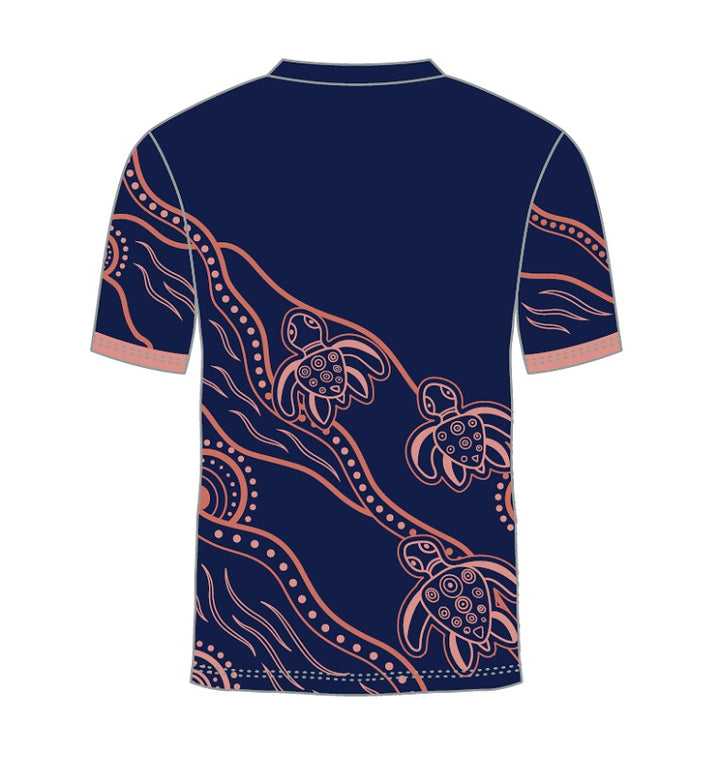 Custom Indigenous Designed Polo Shirt - River Turtle