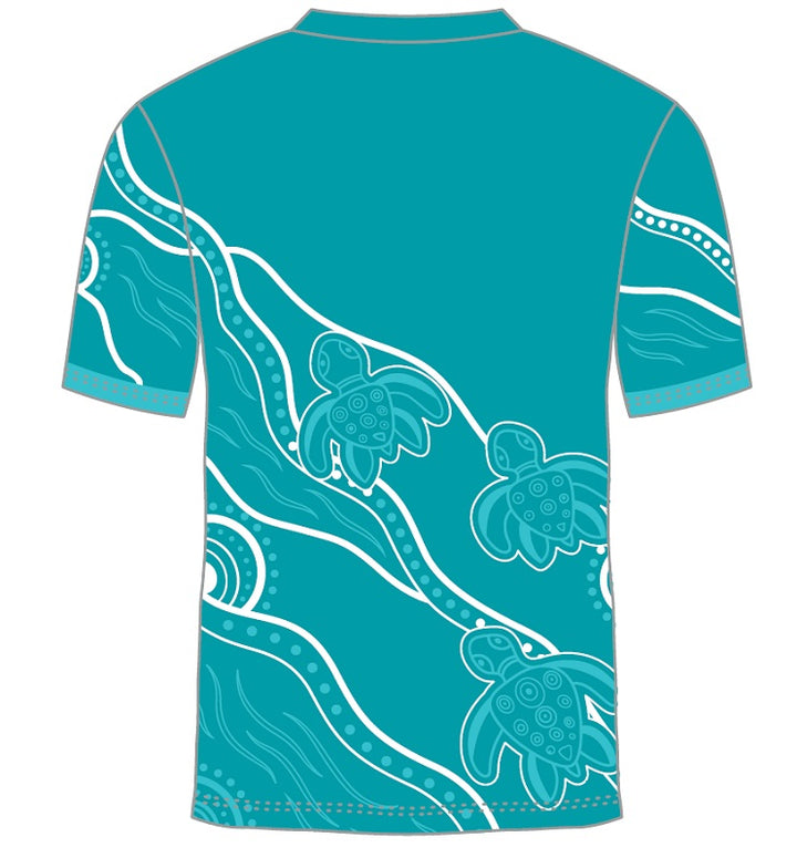 Custom Indigenous Designed Polo Shirt - River Turtle