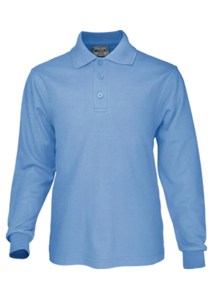 Men’s Cotton Back Long Sleeve Polo Shirt P1604 with BA Embroidered Logo