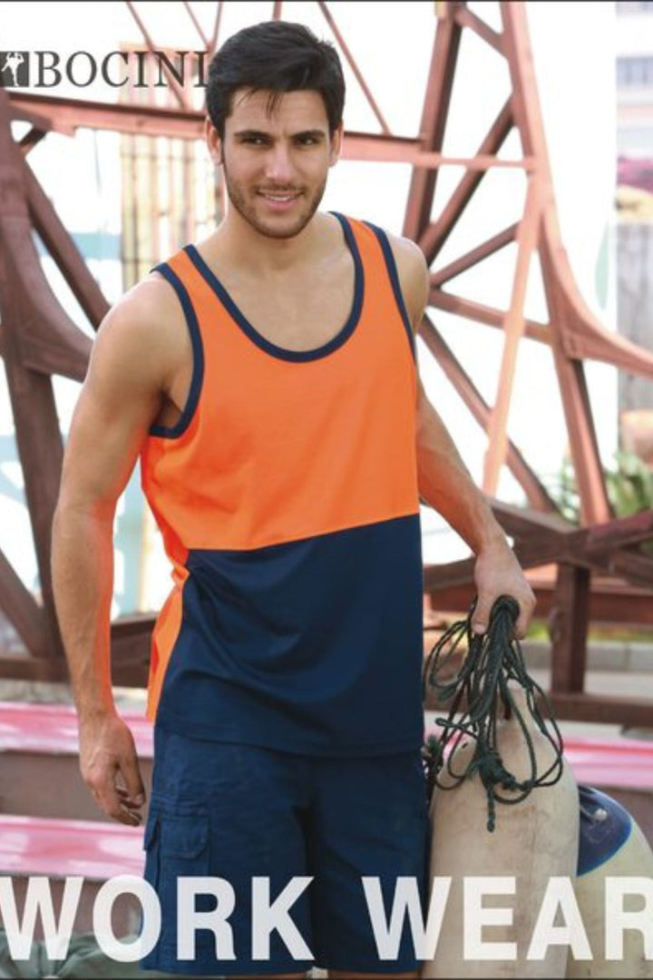 Hi Vis Polyface/Cotton Back Singlet ST0540