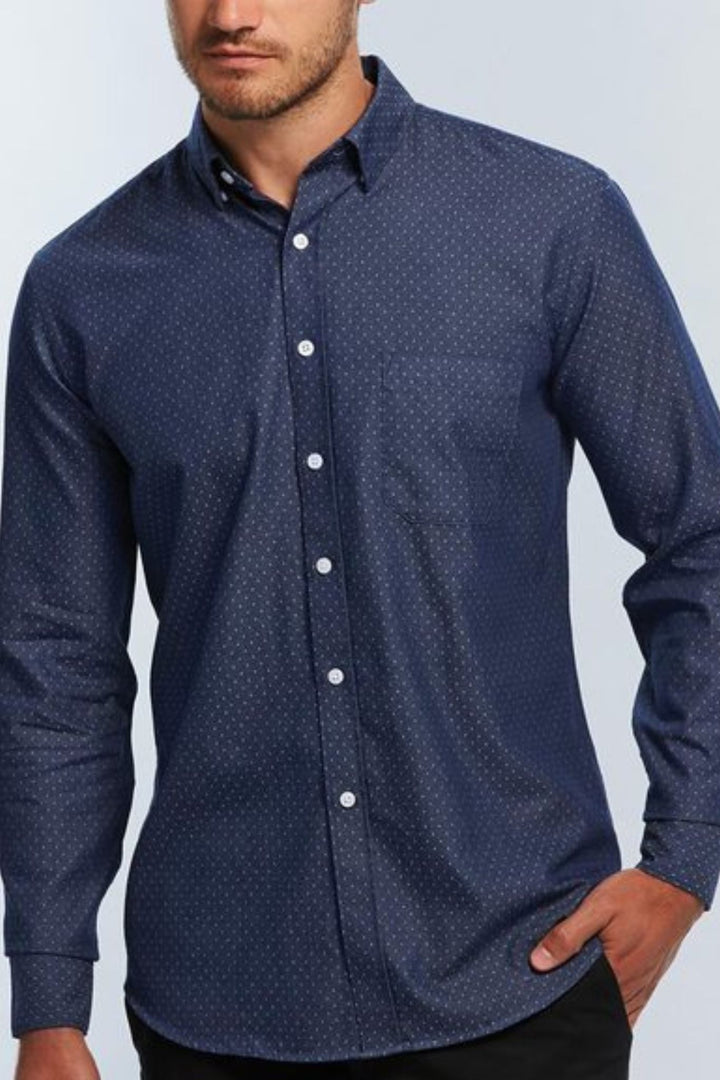 Polka Dot Dobby Mens Long Sleeve Hospitality Shirt 1714HL