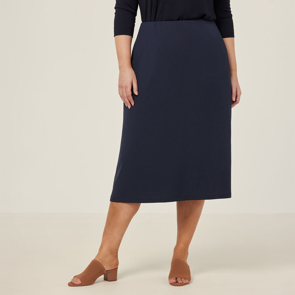 Crepe Stretch Midi Length A-Line Skirt - CAT2RV