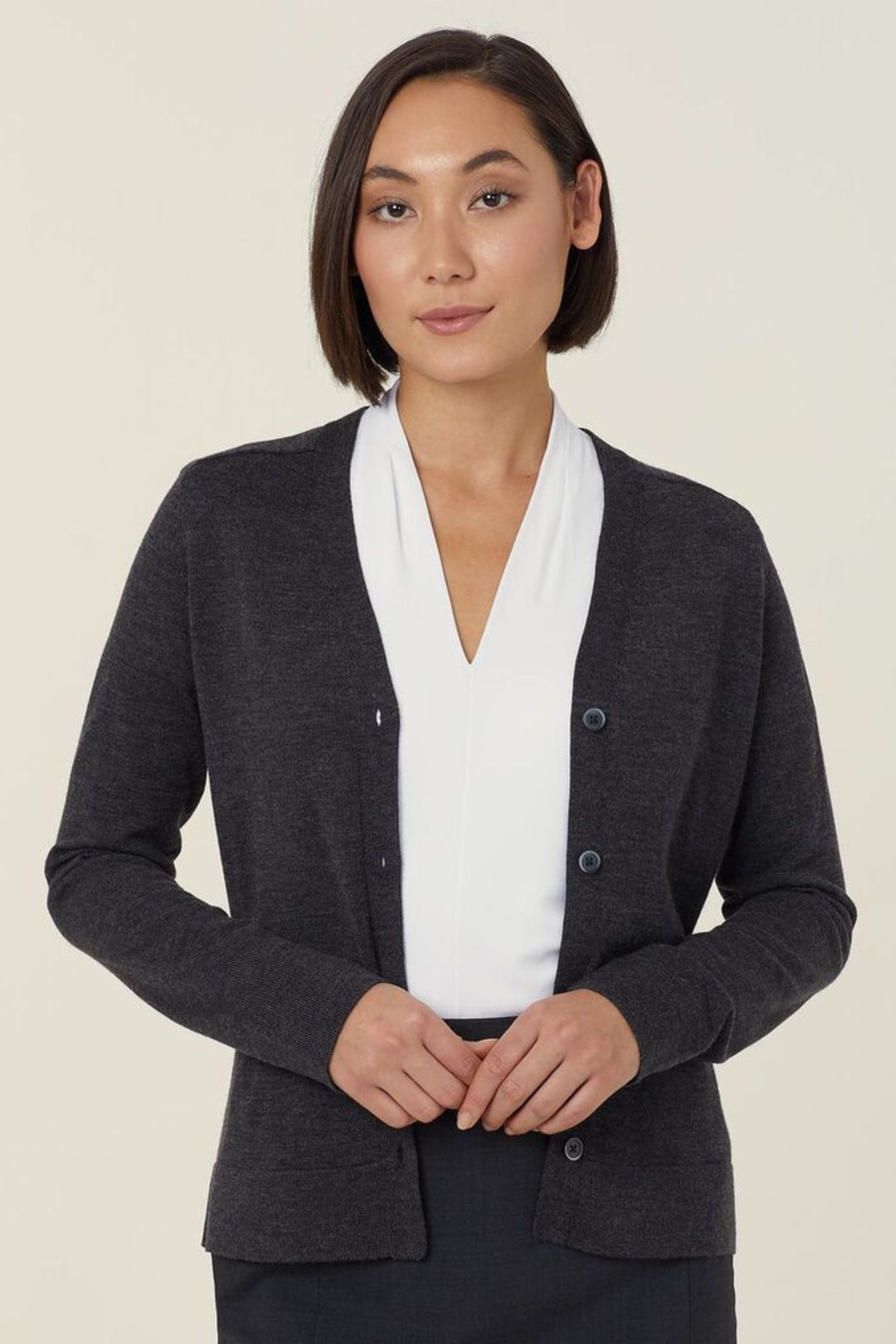 Ladies Australian Merino Wool V-Neck Cardigan - CAT518