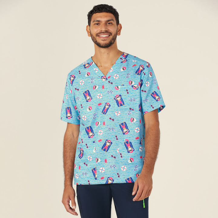 Festive Santa Pool Party Scrub Top - CATRGK