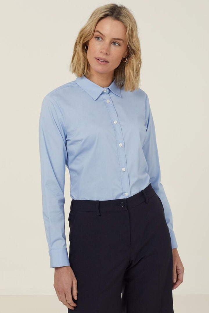 Ladies Avignon Stretch Poplin Long Sleeve Slim Shirt - CATUKU