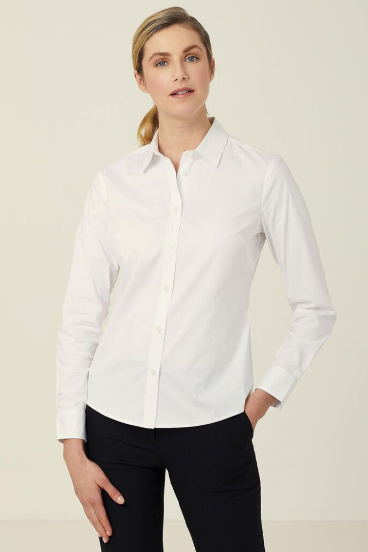 Ladies Avignon Stretch Poplin Long Sleeve Slim Shirt - CATUKU