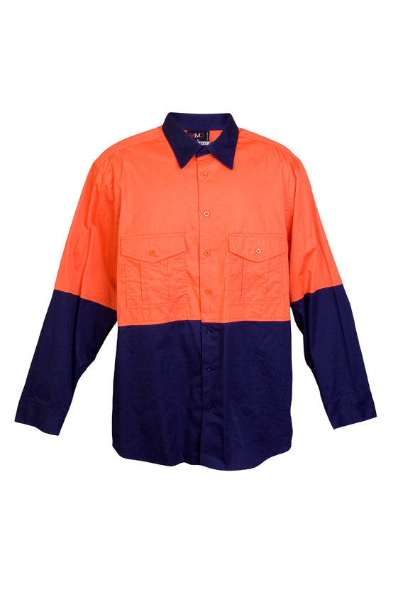 Combed Cotton Drill Long Sleeve Shirts - S007ML