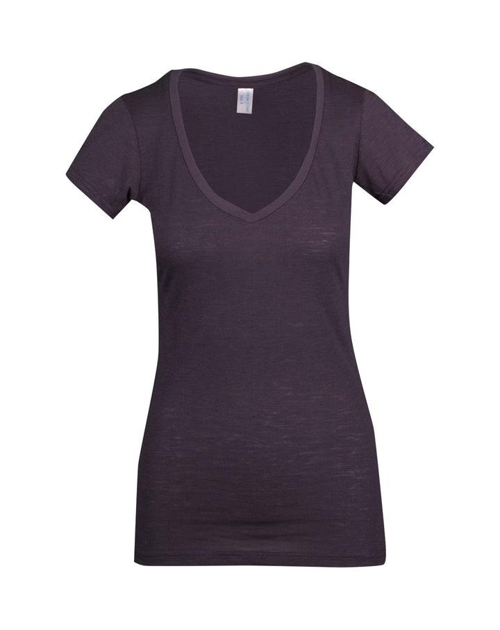 Women's Raw Cotton Wave V Neck Tshirt - T918LD