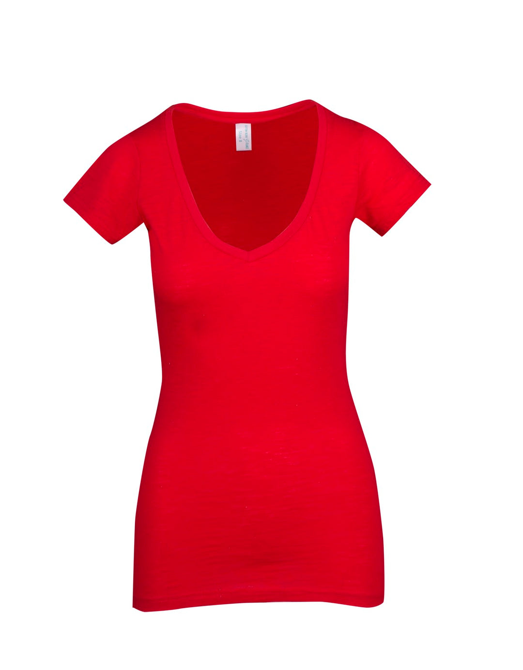 Women's Raw Cotton Wave V Neck Tshirt - T918LD