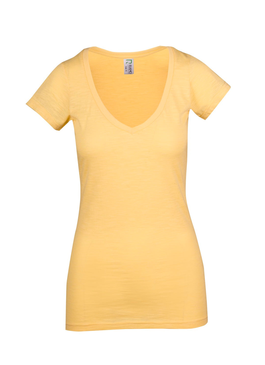 Women's Raw Cotton Wave V Neck Tshirt - T918LD