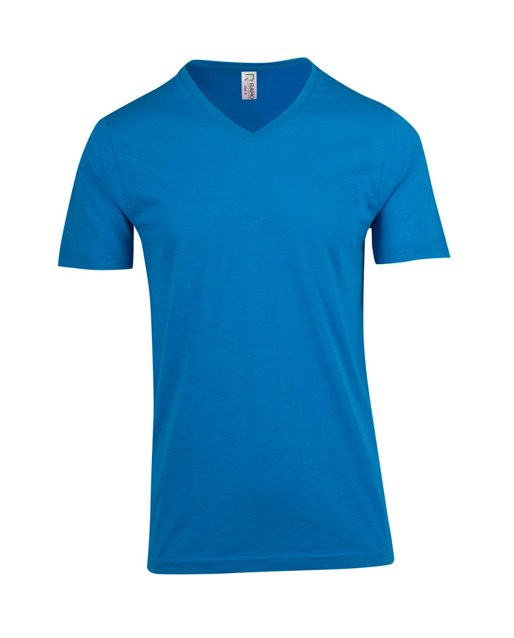 Men's/Unisex Raw Cotton Wave V Neck T-shirt - T918TV