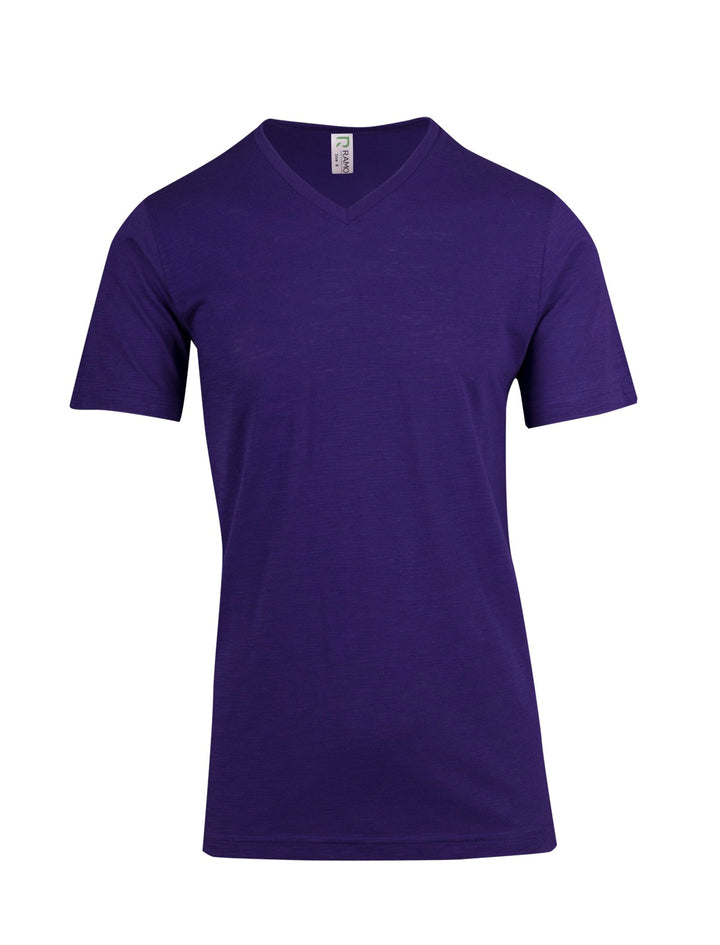 Men's/Unisex Raw Cotton Wave V Neck T-shirt - T918TV