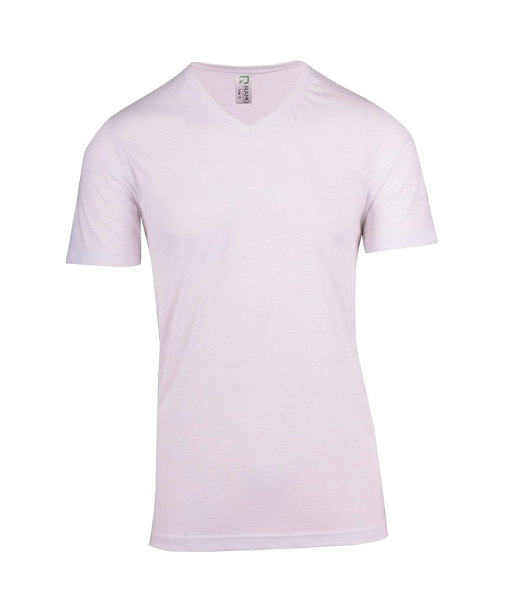 Men's/Unisex Raw Cotton Wave V Neck T-shirt - T918TV