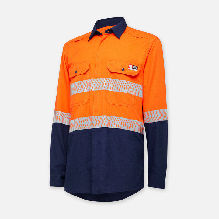 Shieldtec Lenzing FR Hi Vis 2TONE Open Front Taped Shirt - Y04370