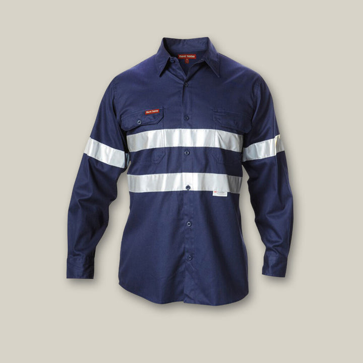 Hi-Vis Cotton Drill Long Sleeve Taped Shirt - Y07227