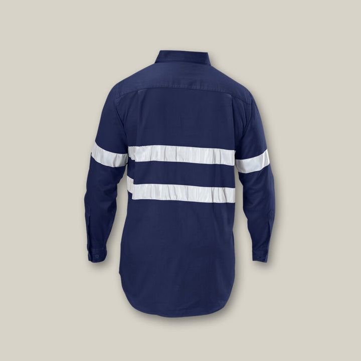 Hi-Vis Cotton Drill Long Sleeve Taped Shirt - Y07227