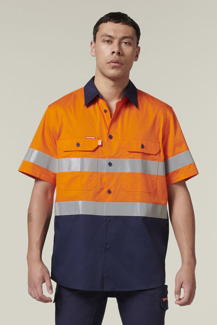 Short Sleeve Hi Vis 2 Tone Taped Vented Shirt - Y07754