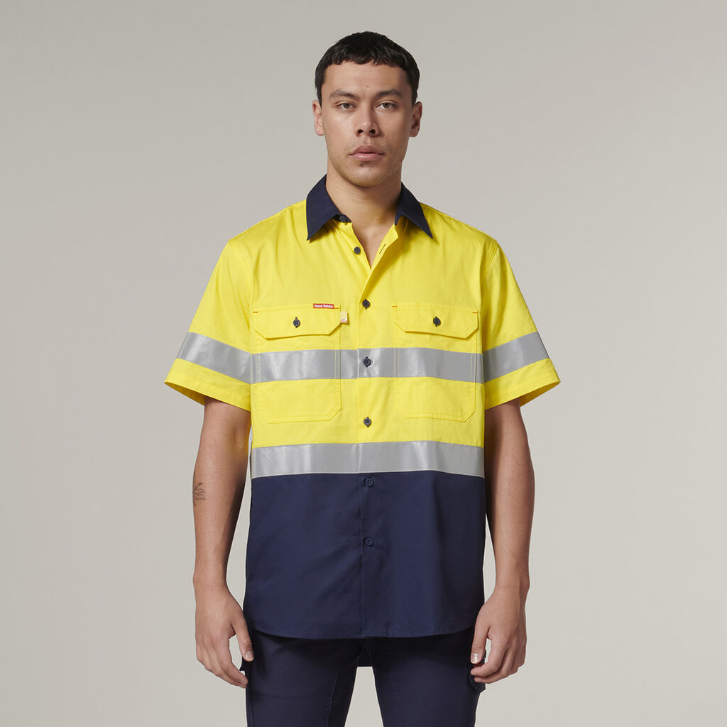 Short Sleeve Hi Vis 2 Tone Taped Vented Shirt - Y07754