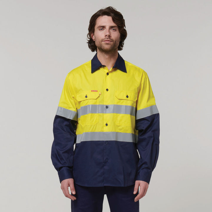 Core Hi-Vis Long Sleeve 2 Tone Taped Vented Cotton Shirt - Y07940