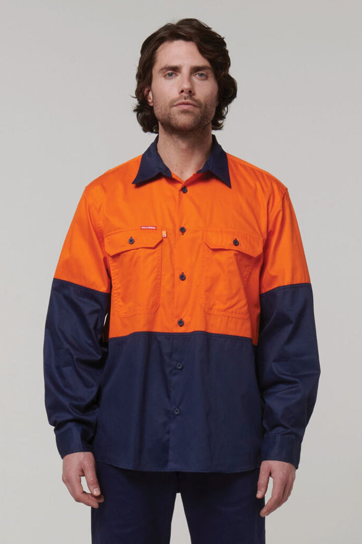 Core Hi-Vis Long Sleeve 2 Tone Vented Cotton Shirt - Y07950