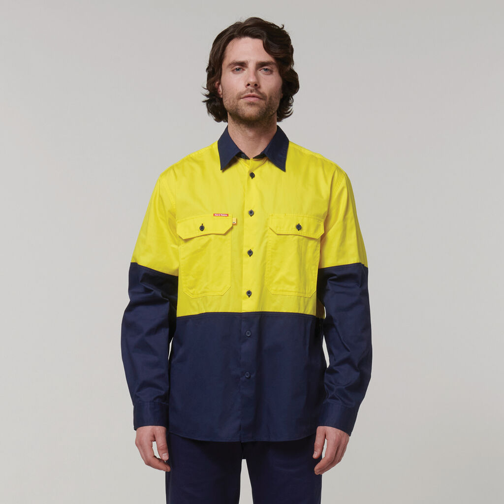 Core Hi-Vis Long Sleeve 2 Tone Vented Cotton Shirt - Y07950