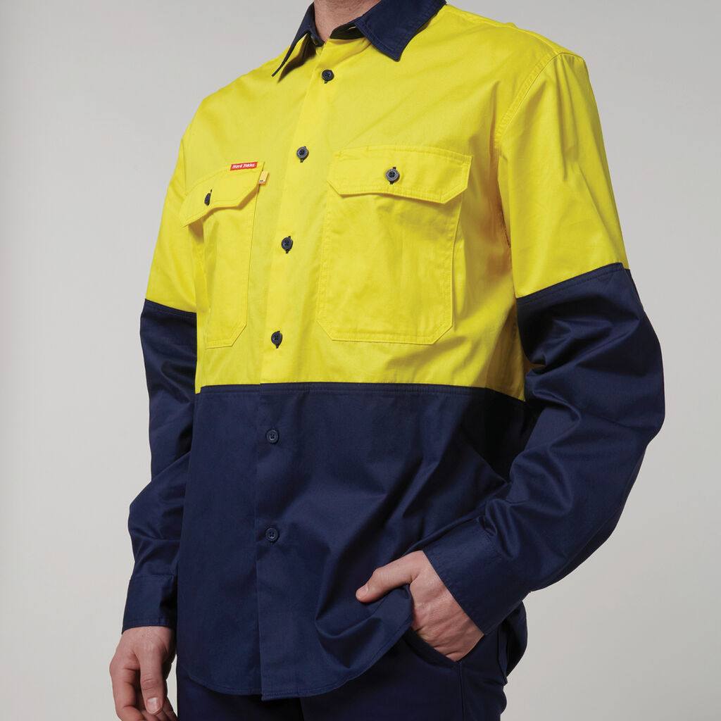 Core Hi-Vis Long Sleeve 2 Tone Vented Cotton Shirt - Y07950