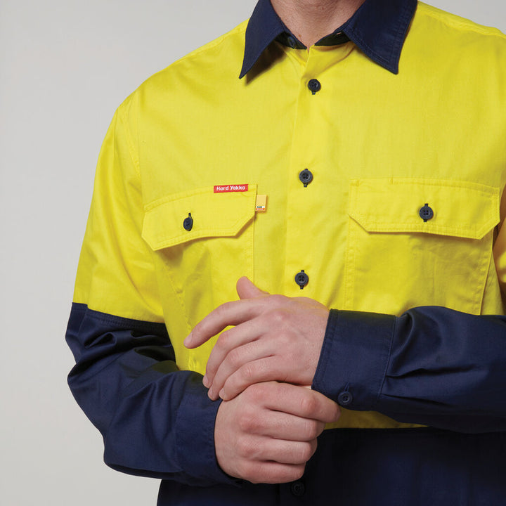 Core Hi-Vis Long Sleeve 2 Tone Vented Cotton Shirt - Y07950