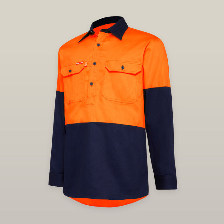 Hi-Vis 2 Tone Closed Front Long Sleeve Shirt With Gusset - Y07984