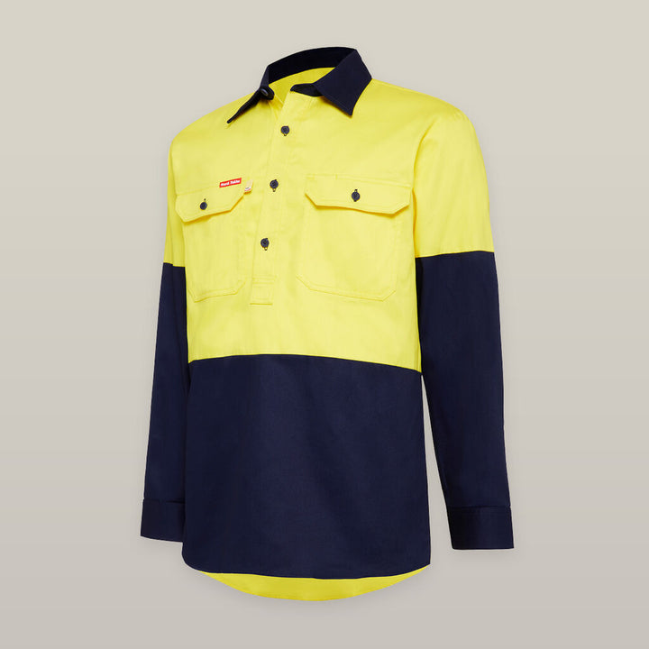 Hi-Vis 2 Tone Closed Front Long Sleeve Shirt With Gusset - Y07984