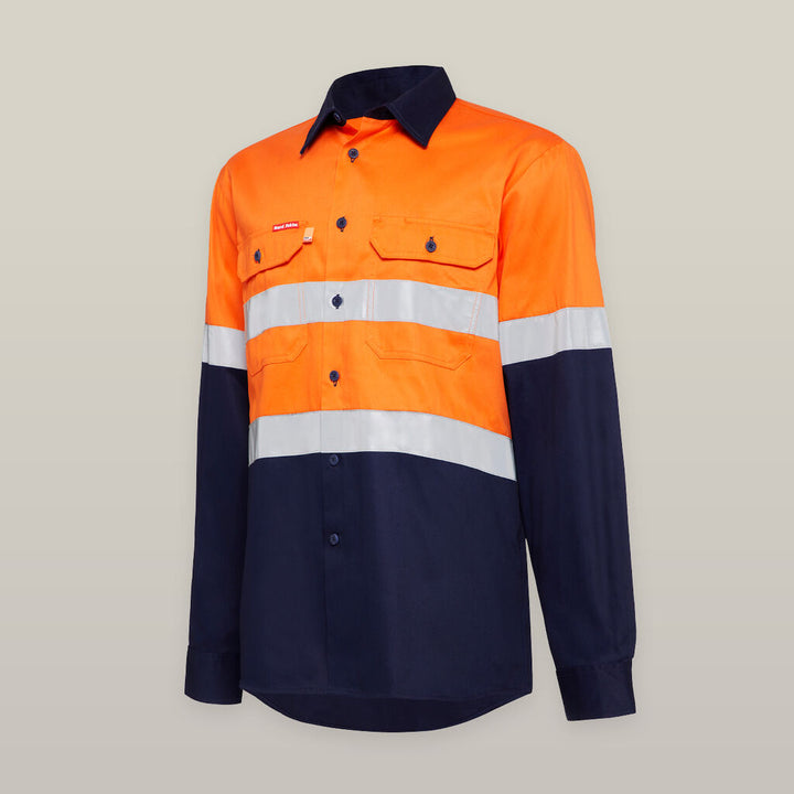 Hi-Vis 2 Tone Long Sleeve Taped Cotton Drill Shirt - Y07990